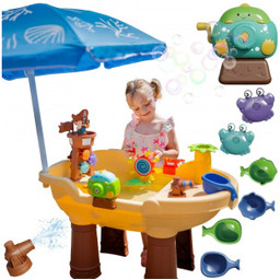 Statek Stolik Wodny 2w1 Piaskownica Piracki z Parasolem