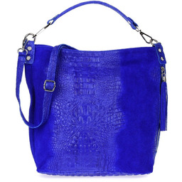 Chabrowa torebka skórzana zamszowa shopper W10