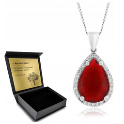 Naszyjnik Srebrny 925 Cyrkonie Rubin Biżuteria Dla Kobiety