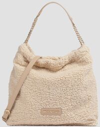 VALENTINO Duża beżowa damska torebka Qube Hobo Bag