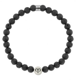 Bransoletka męska znak zodiaku czarna lawa wulkaniczna Baran