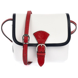 Listonoszka skórzana BELTIMORE K66 biała z czerwonym przeszyciem
