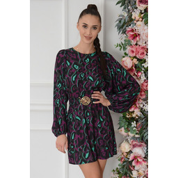 Sukienka satynowa w panterkę śliwka Lizotte