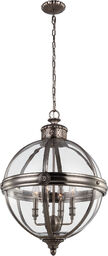 LAMPA WISZĄCA Adams kształt kuli, niklowana, styl hampton,
