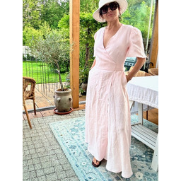 Pakamera Lniana sukienka kopertowa blush pink
