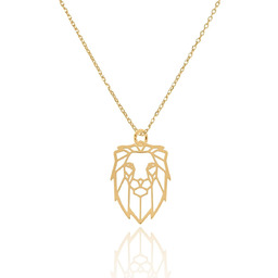 Naszyjnik srebrny pozłacany z ażurowym lwem 45 CM
