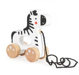 TookyToy Drewniane zwierzątko do ciągnięcia - zebra