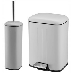 Zestaw łazienkowy kosz 5L wolnoopadający szczotka Wc szary