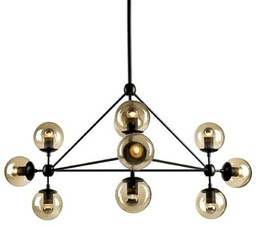 Lampa wisząca PLANETARIO 10 czarna - klosze dymione