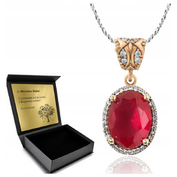 Naszyjnik Srebrny 925 Z Cyrkoniami I Rubinem Biżuteria