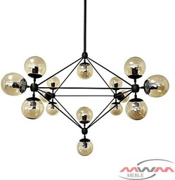 Lampa wisząca PLANETARIO 15 czarna - klosze dymione