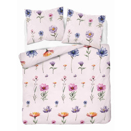 Detexpol Pościel flanelowa 160x200 jasnoróżowa w kolorowe polne