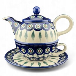 Zestaw czajnik i filiżanka Listek dek. 0054 Ceramika