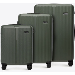 Zestaw walizek z ABS-u w drobne paski khaki