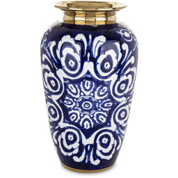 Wazon pojemnik ceramiczny waza ozdobny niebiesko złoty 27,5x16x16
