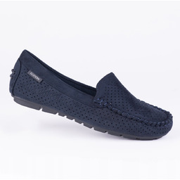Mokasyny damskie ażurowe GOODIN GD-FL200 zamsz skóra slip-on