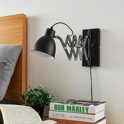 Lampa ścienna Lindby Merle, czarna, 60cm, lampka