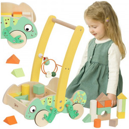 Drewniany Pchacz Chodzik Kameleon z Klockami Classic World