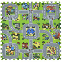 PUZZLE PIANKOWE GRUBA MATA PIANKOWA DLA DZIECI MIASTO