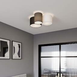 Lampa sufitowa Lindby Laurenz, 3-punktowa, szara/brązowa, tekstylna