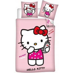 Różowa Pościel Hello Kitty 140x200 Pościel Kot
