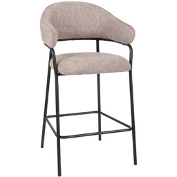 Hoker do kuchni z podnóżkiem Bianca, tapicerowany, szary