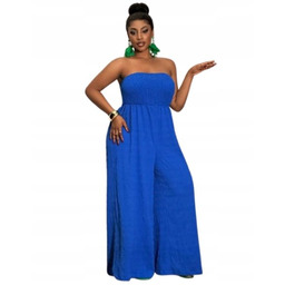 SHEIN NIEBIESKI KOMBINEZON PLUS SIZE BEZ RĘKAWÓW GŁADKI