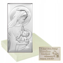 Srebrny Obrazek Matka Boska Karmiąca Grawer