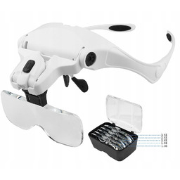 Okulary Powiększające Lupa Nagłowna Zegarmistrzowska Led Soczewki +solidna+