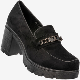 Mokasyny Damskie Buty Na Słupku Loafersy Stylowe Czarne