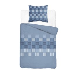 Detexpol Pościel flanelowa 140x200 niebieska w geometryczną plecionkę