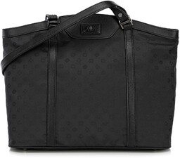 Torebka shopperka z żakardu i skóry w monogramy