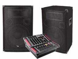 Zestaw Nagłośnienia Kolumny Estradowe Disco 1200W Powermikser Bluetooth