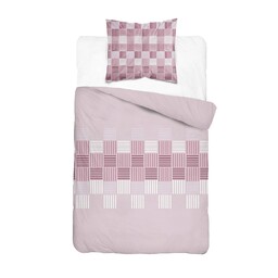 Detexpol Pościel flanelowa 140x200 różowa w geometryczną plecionkę