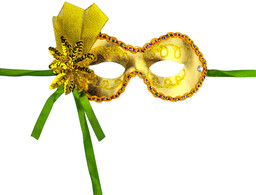 Maska karnawałowa złota z kwiatkiem