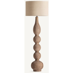 Lampa podłogowa na drewnianej podstawie