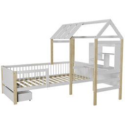 ŁÓŻKO DZIECIECE DOMEK YARI 90x200 CM Z BIURKIEM