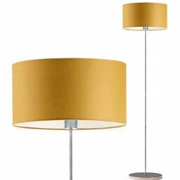 Lampa stojąca podłogowa musztardowa abażur Led E27