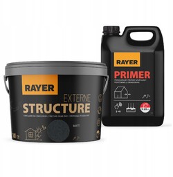 Farba Strukturalna Elewacyjna Rayer 10l grafitowy Grunt 5l