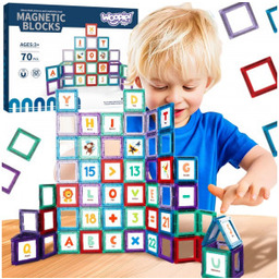Klocki Przestrzenne Magnetyczne Nauka Liter 70 Elementów