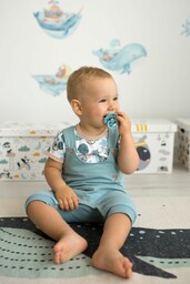 Ogrodniczki niemowlęce dla chłopca - niebieskie