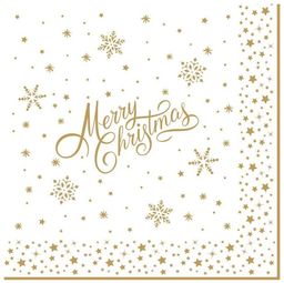 SERWETKI PAPIEROWE Złote gwiazdki Merry Christmas
