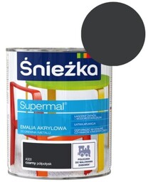 ŚNIEŻKA Emalia akrylowa SUPERMAL A301 czarny 0,8L półpołysk