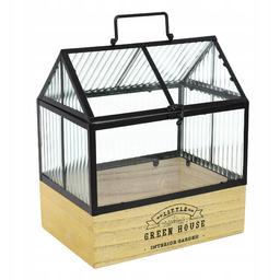 Mini Szklarnia na zioła Szklana drewniana podstawa