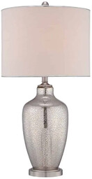 Lampa stołowa szklana srebrna z beżowym abażurem QZ/NICOLLS