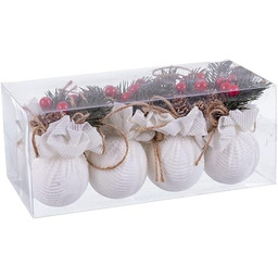 Pakiet 8 Białe Boże Narodzenie Kulki Ornament sosny