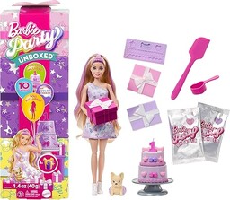 Barbie Party Unboxed Imprezowe niespodzianki Urodziny pieska Zestaw