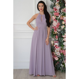 Sukienka maxi plisowana dekolt na plecach lawenda Avril