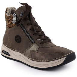 Botki damskie z panterką brązowe Rieker 44565-25