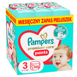 Pampers Premium Care Pieluchomajtki rozmiar144 sztuk 6kg-11kg zapas